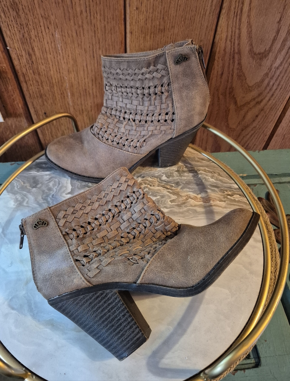 ❤️‍🔥 Fergie Wander Weave Womens Size 7.5 Heelded Tan Ankle Boots